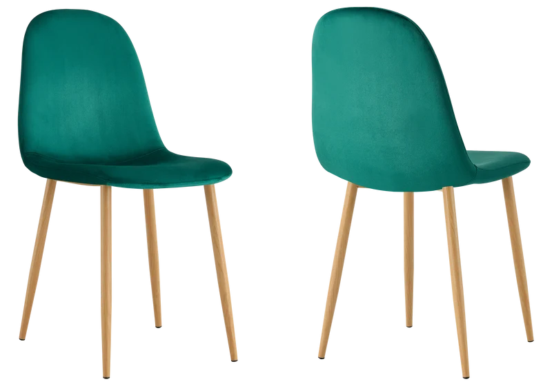 Chaises scandinaves en velours vert - Gina x6