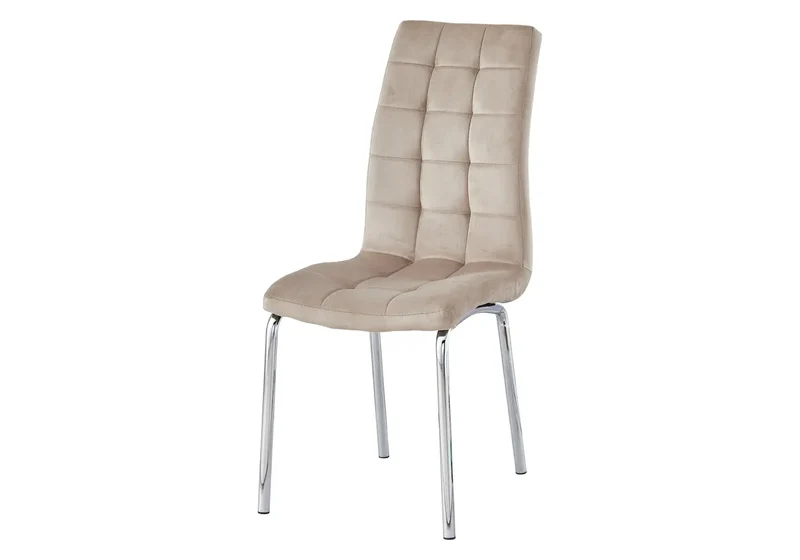 Chaises en velours taupe capitonnées - Dea x6