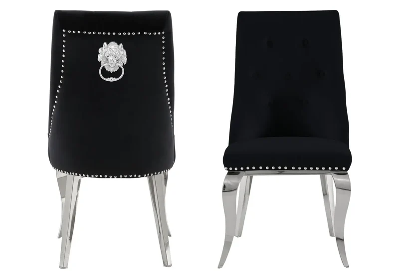 Chaise capitonnée cloutée velours noir - Gia x4
