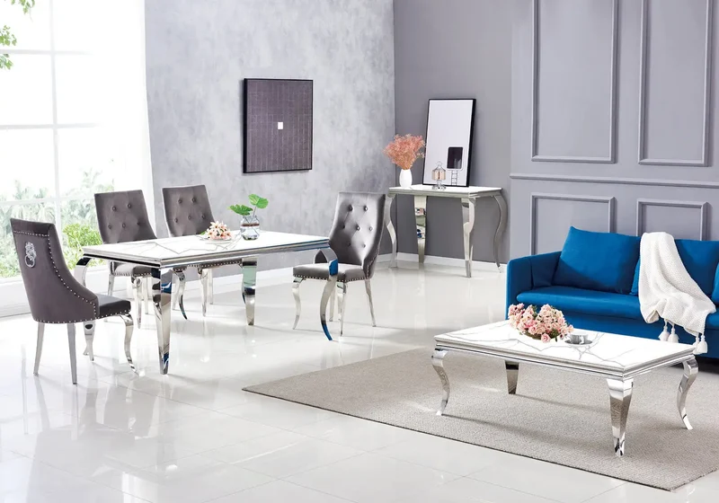 Chaise capitonnée cloutée velours taupe - Gia x4