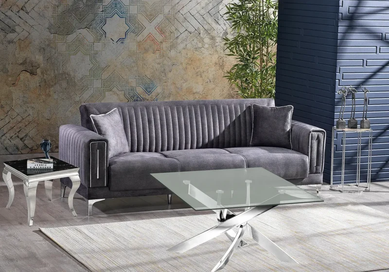 Table basse carré argent trempé - Joy