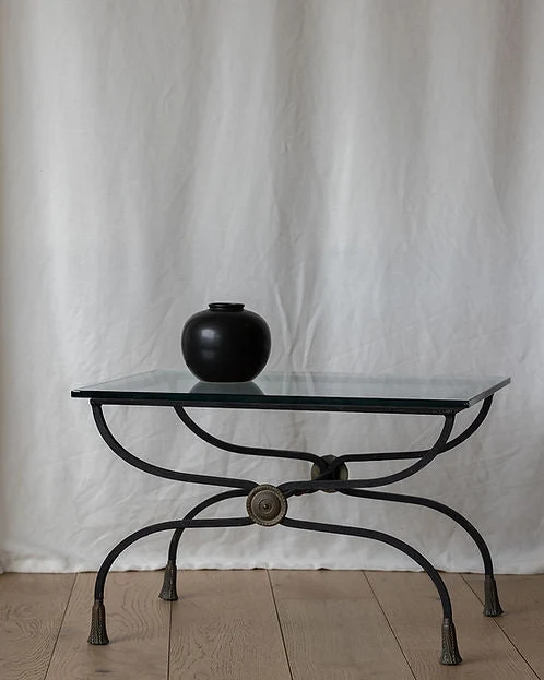 Curved Iron & Glass Coffee Table