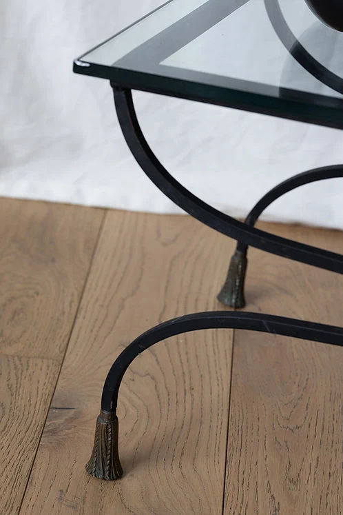 Curved Iron & Glass Coffee Table