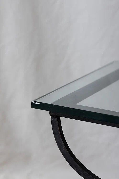 Curved Iron & Glass Coffee Table