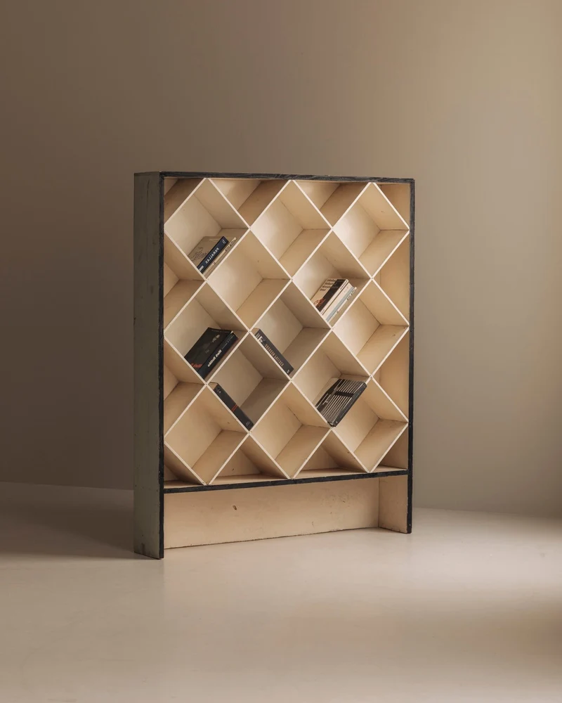 Geometric Open Bookcase, France 1950s