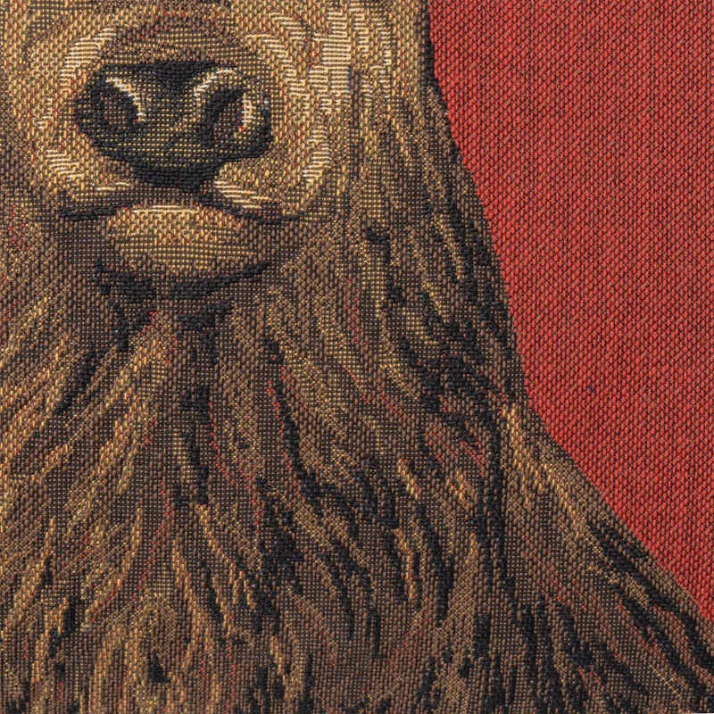 Coussin Rouge à Motif de Cerf (Tissu Gobelin)