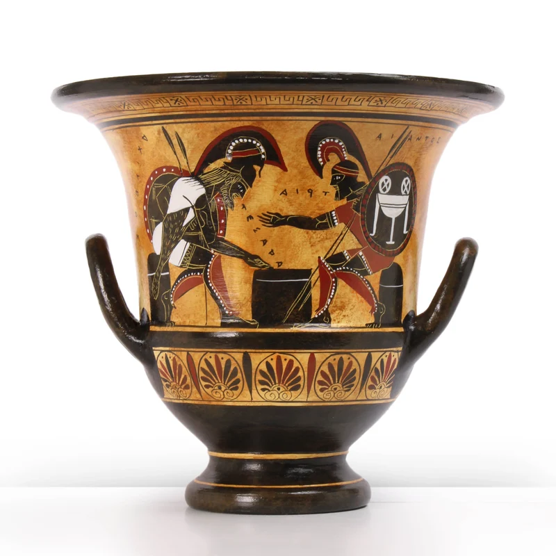 Cratère grec avec Achille et Ajax à figures noires