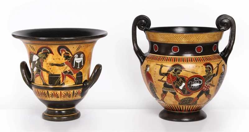 Cratère grec avec Achille et Ajax à figures noires