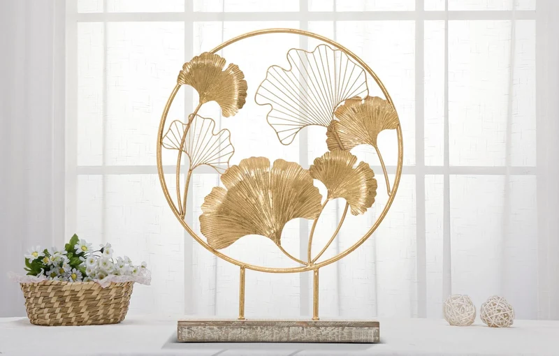 Décoration de fleurs rondes dorées (sculpture moderne)