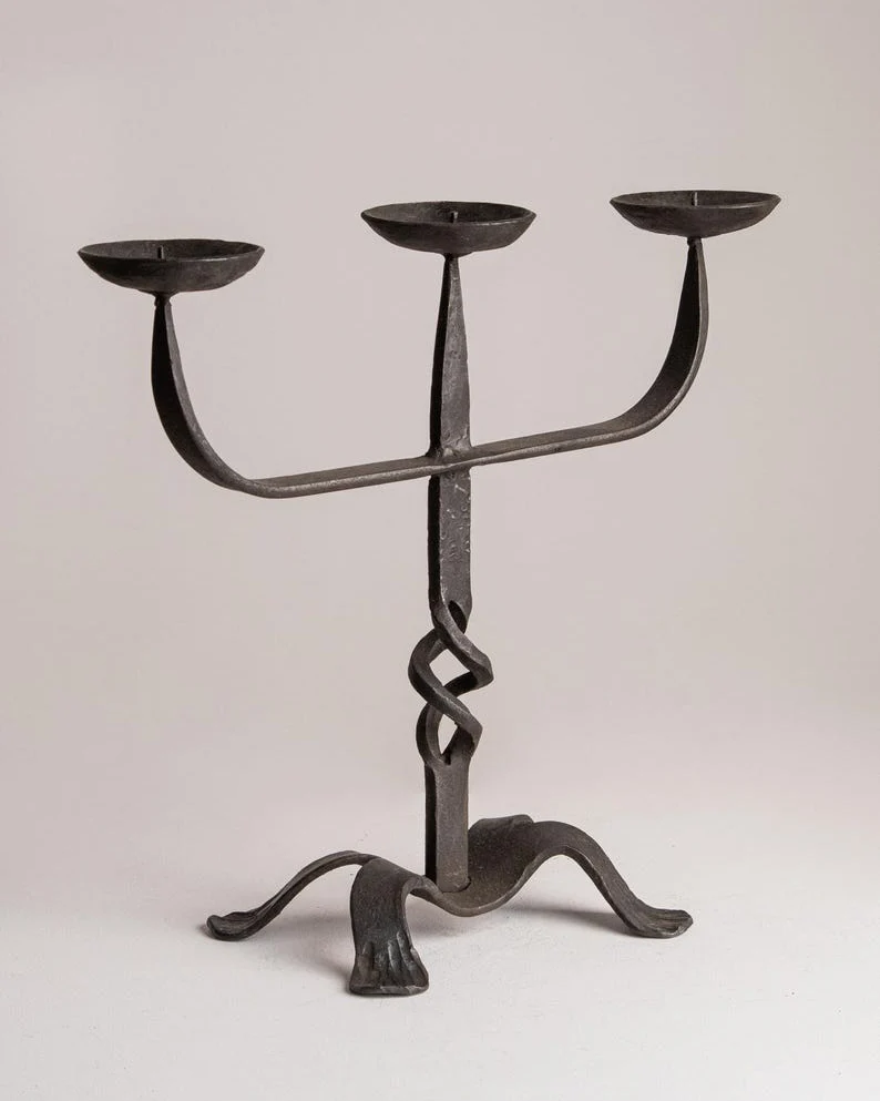 Hand-Forged Spanish Revival Wrought Iron Candelabra