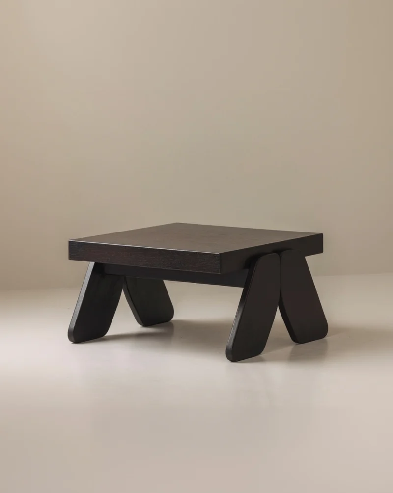 French brutalist coffee table in wenge, 1970s