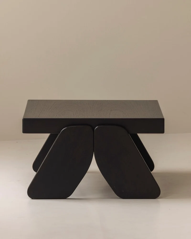 French brutalist coffee table in wenge, 1970s