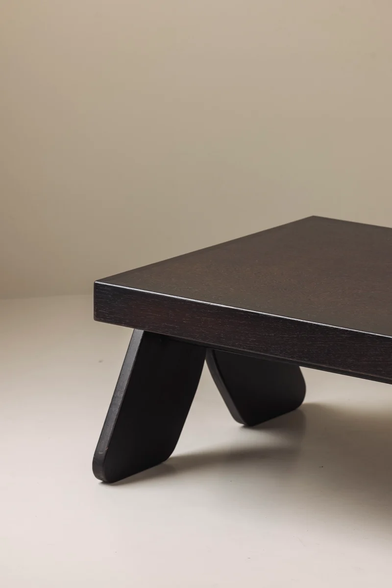 French brutalist coffee table in wenge, 1970s