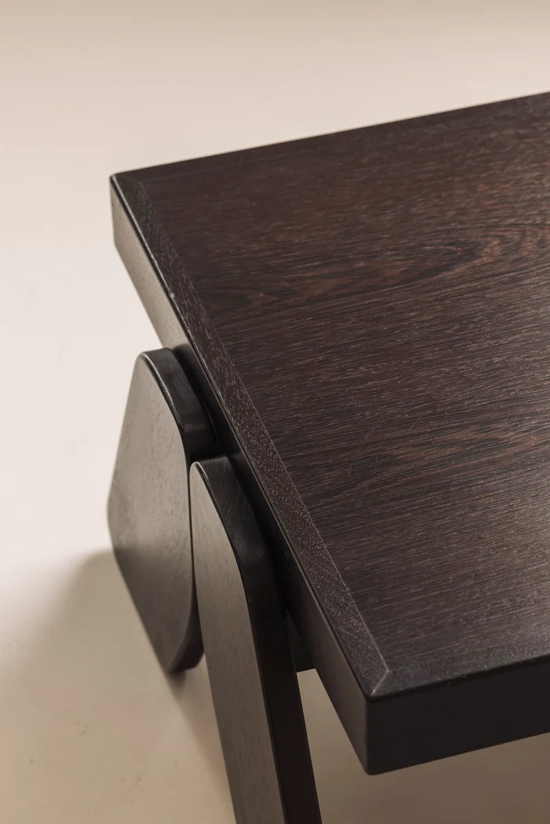 French brutalist coffee table in wenge, 1970s