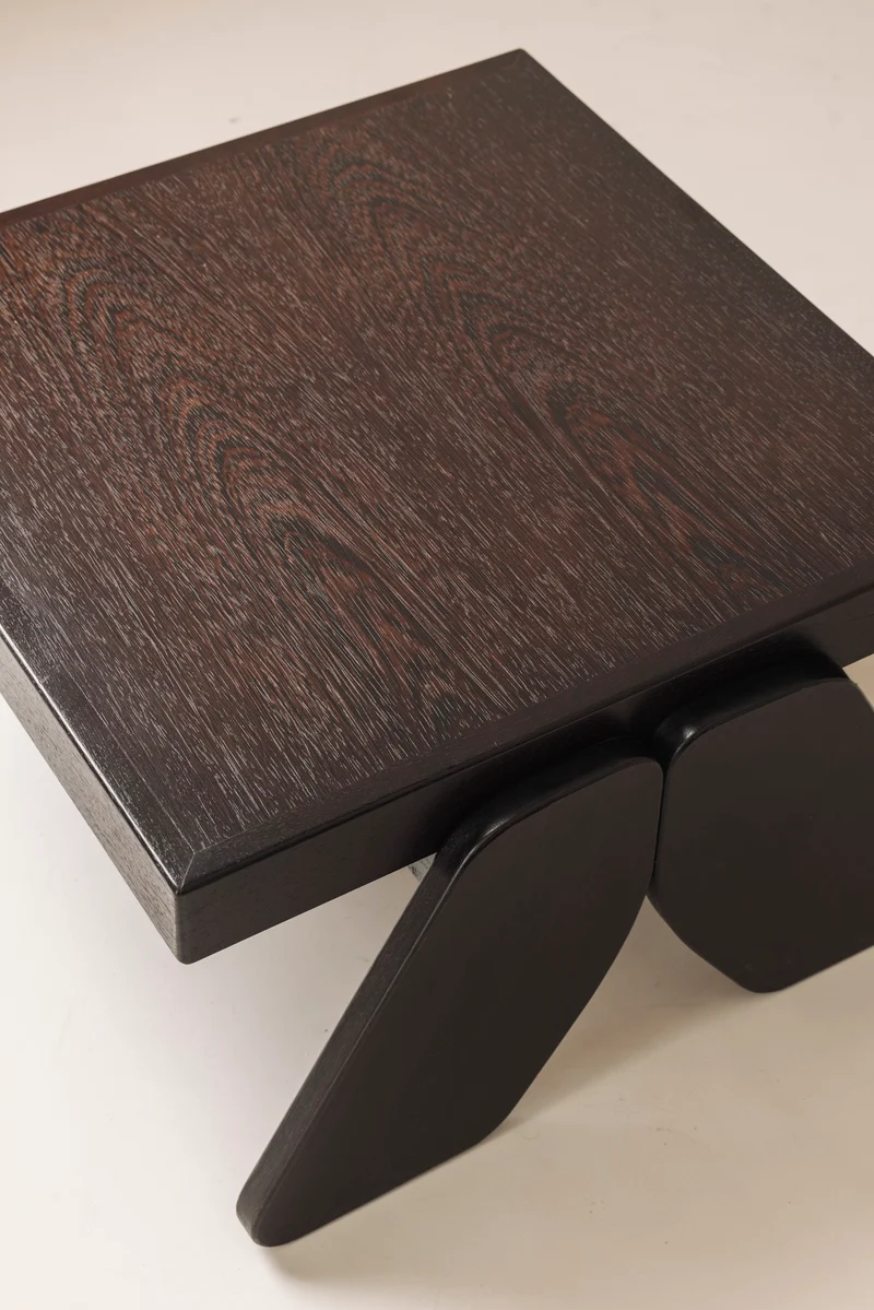 French brutalist coffee table in wenge, 1970s