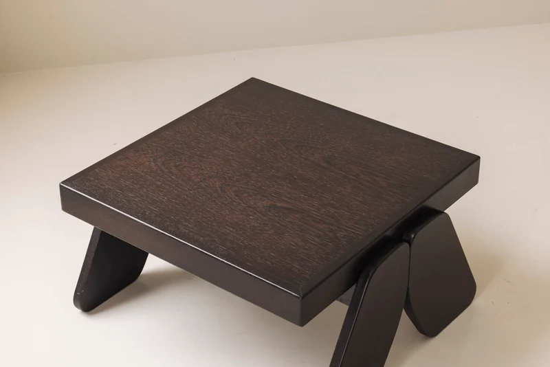 French brutalist coffee table in wenge, 1970s