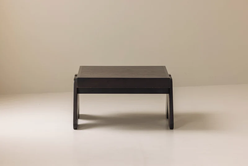 French brutalist coffee table in wenge, 1970s