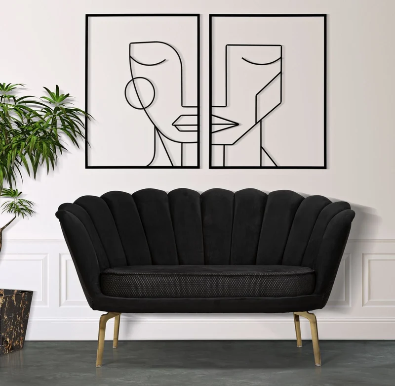 Décoration murale en métal avec visages abstraits (lot de 2)