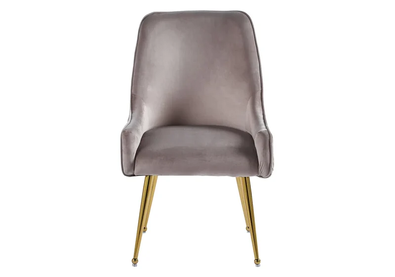 Fauteuil de table velours moka poignée dorée - Opus x2
