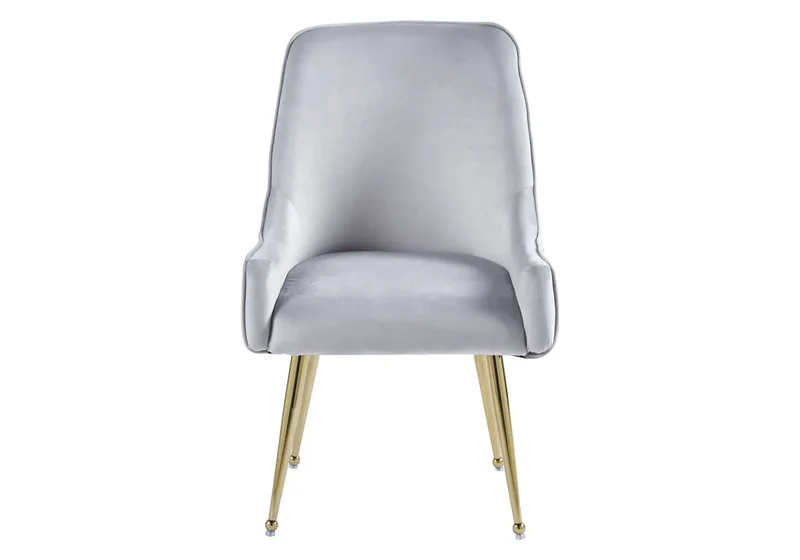 Fauteuil de table velours gris poignée dorée - Opus x2
