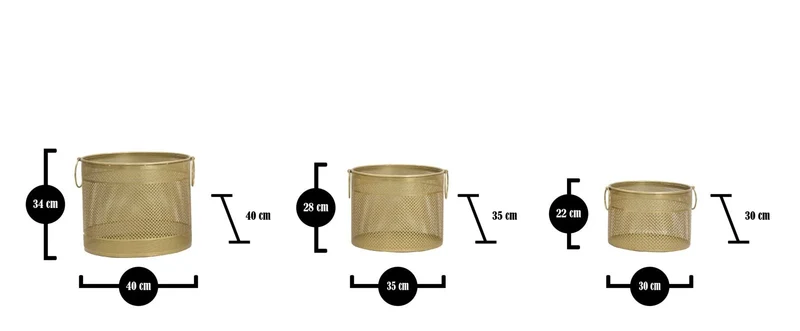 Ensemble de 3 supports de vase en métal doré