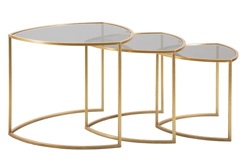 Ensemble de 3 tables basses gigognes avec plateau triangulaire – Style moderne