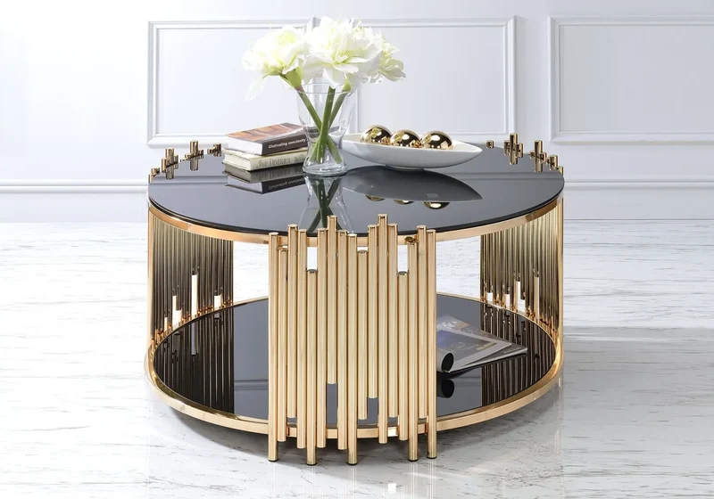 Table basse ronde doré noir - Eve