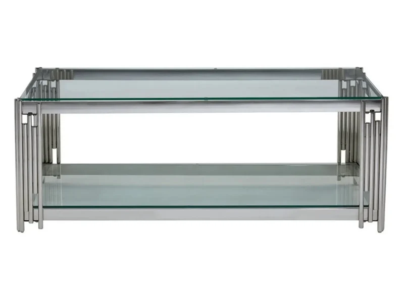 Table basse design chromé verre - Eve