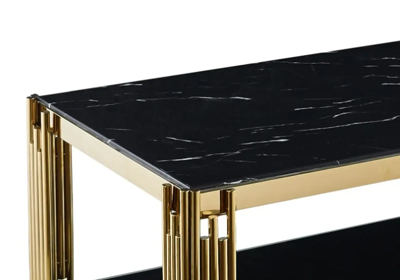 Table basse doré marbre noir - Eve