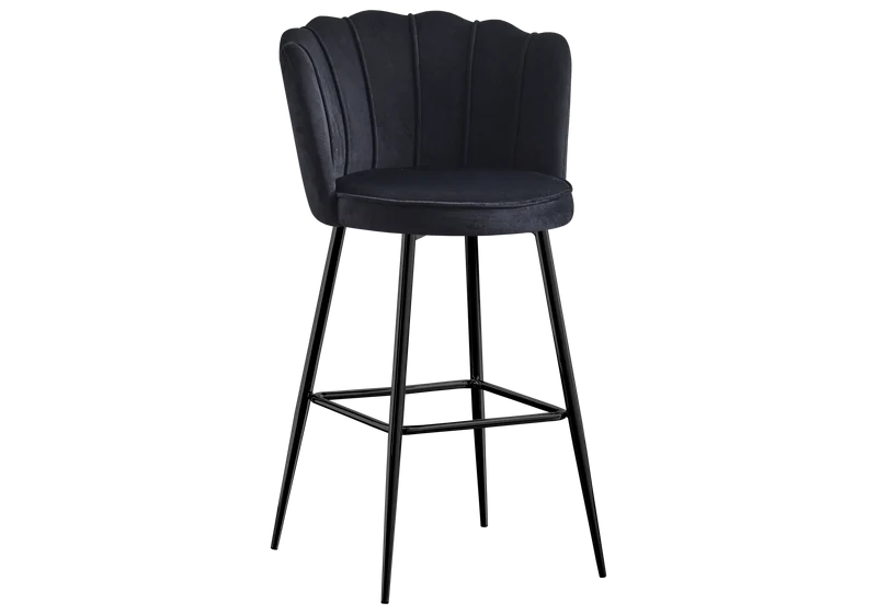 Chaise de bar design coquillage velours noir - Nymea x2