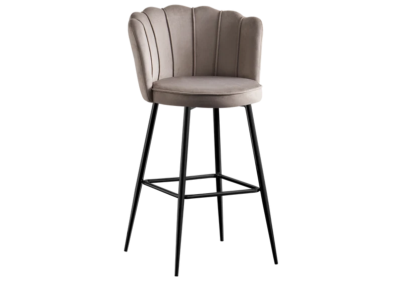 Chaise de bar design coquillage velours taupe - Nymea x2