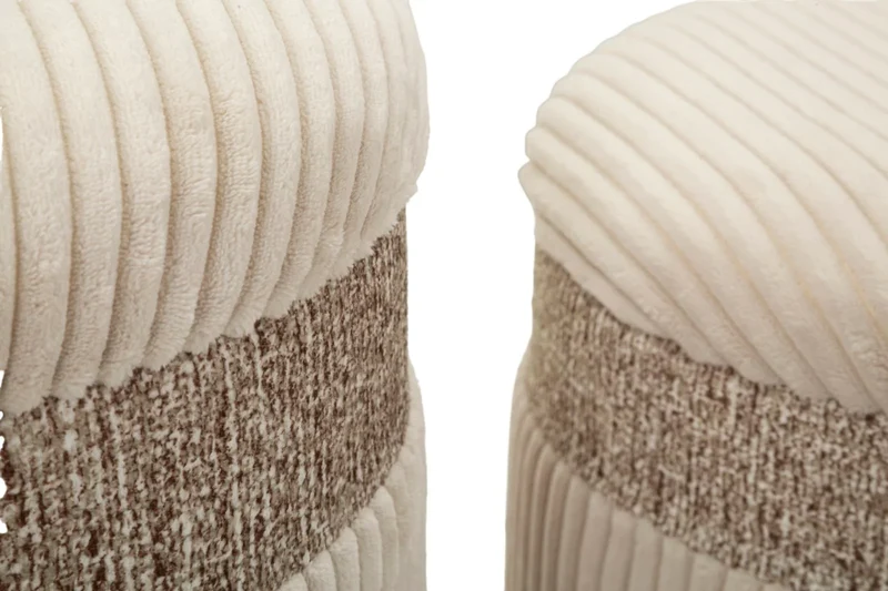 Lot de 3 poufs de rangement rembourrés crème – Collection Curtain