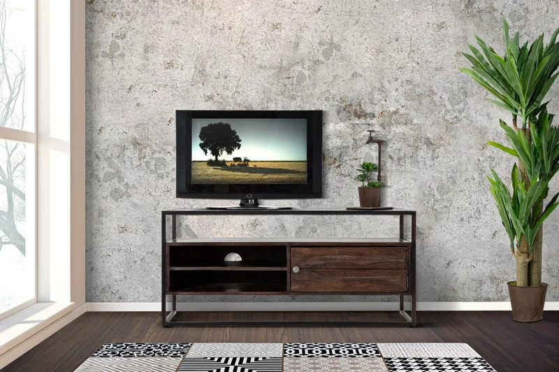 Meuble TV en bois avec structure en métal – Meuble multimédia Burn