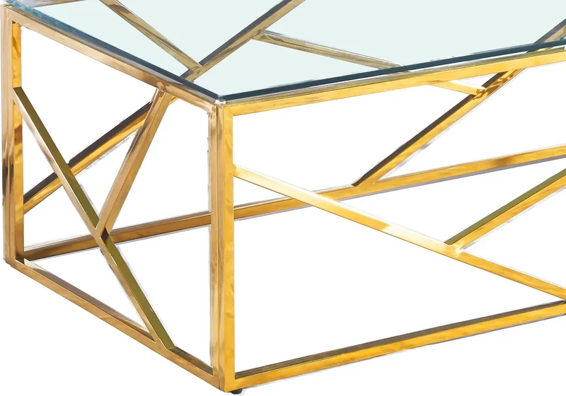 Table basse design doré verre - Ilea