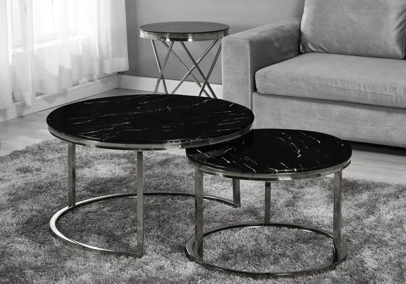 Tables gigognes marbre noir - Orea