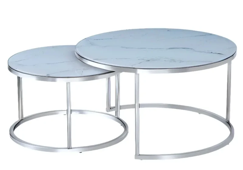 Tables gigognes marbre blanc - Orea