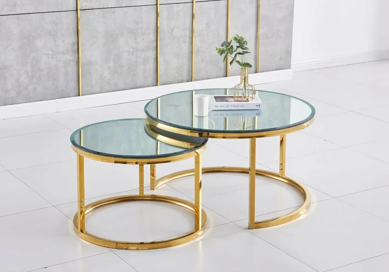 Tables gigognes dorées miroir - Orea