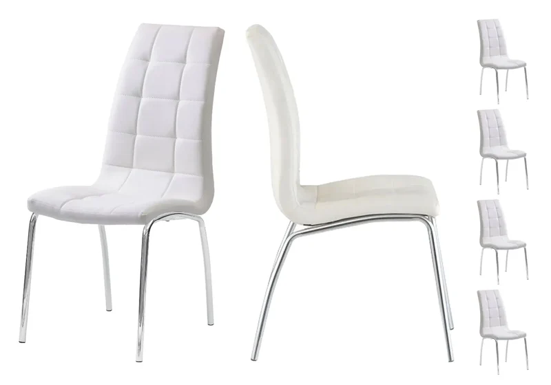 Chaises en simili blanc capitonnées - Dea x6