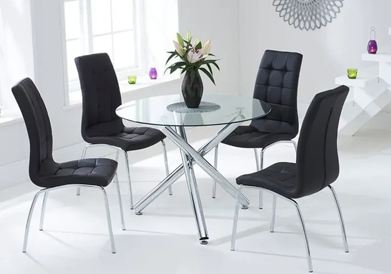 Chaises en simili noir capitonnées - Dea x6