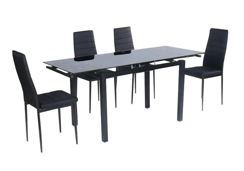 Table extensible 6 chaises noir - Fly