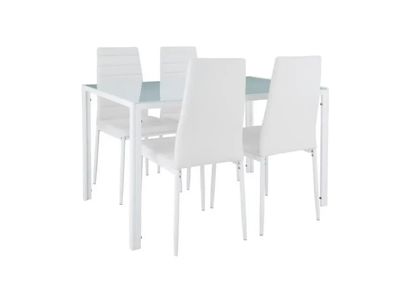 Table repas verre 6 chaises blanc - Confo