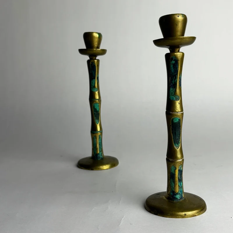 HOLD. Pepe Mendoza Lapis and Turqoise Inlay Candle Holders