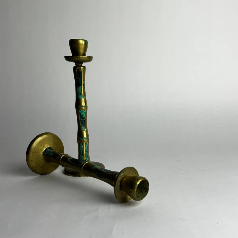HOLD. Pepe Mendoza Lapis and Turqoise Inlay Candle Holders
