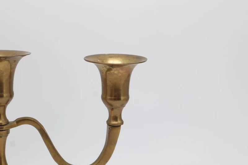 Vintage Three-Arm Solid Brass Candelabra – Circa 1970