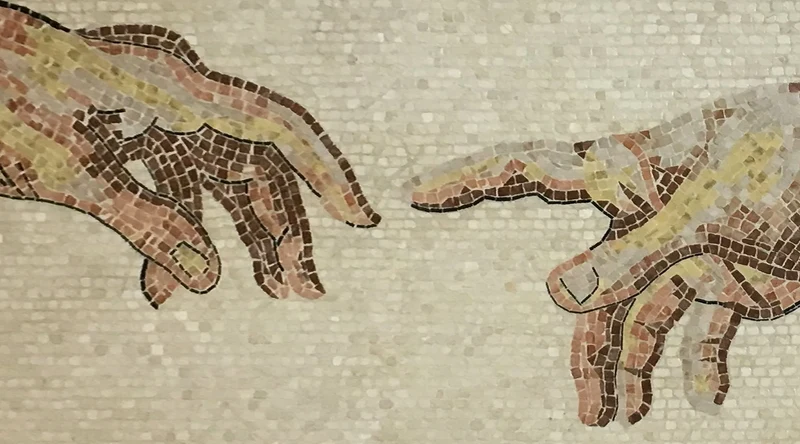 Mosaïque La création d'Adam (fragment) - en marble