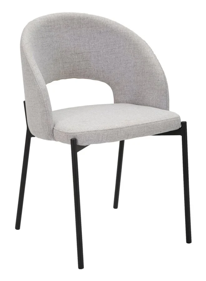Paire de chaises grises avec pieds en métal noir, design années 70