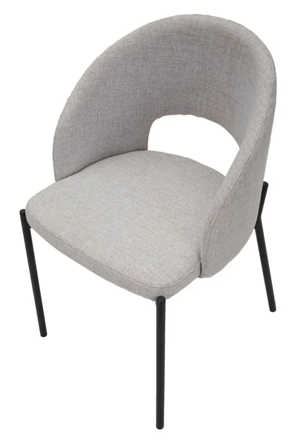 Paire de chaises grises avec pieds en métal noir, design années 70