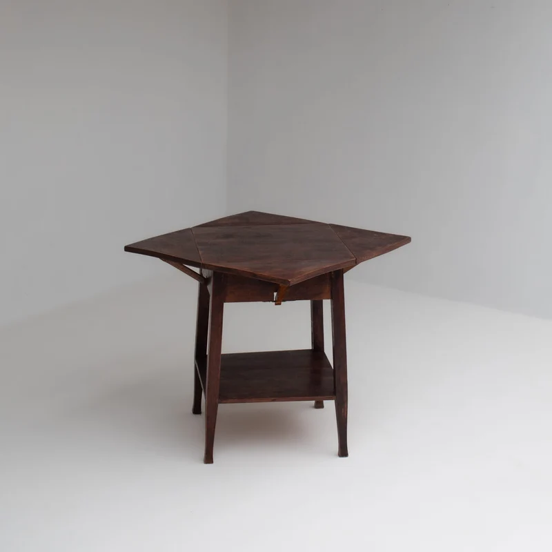 Art Deco Folding Side Table in Solid Wood