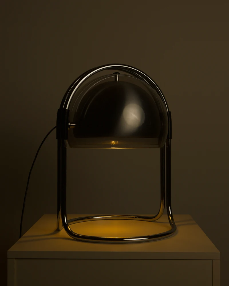 Vintage Chrome Table Lamp by André Ricard for Metalarte, 1973, 1970s