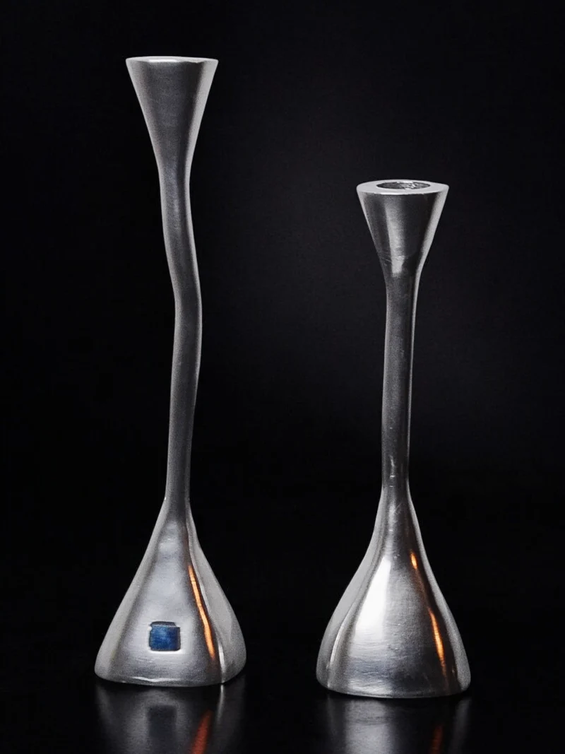Pair of zigzag Candleholders, Art3, Spain, 1970